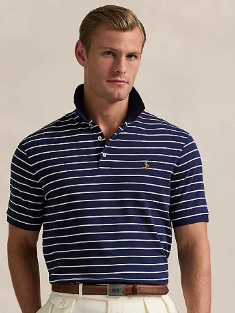 Polo by Ralph Lauren Men’s Navy and White Striped Polo Shirt